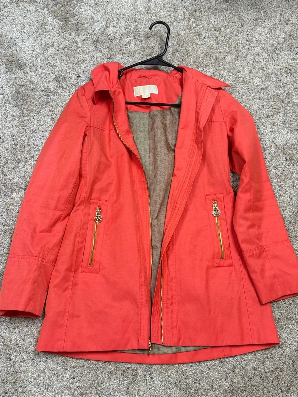 Michael Kors Coral Trench Coat with Gold Hardware